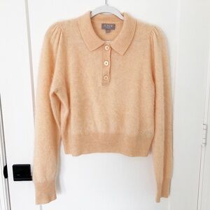 J Crew Brushed Cashmere Sweater Polo in Heather Pale Corn - M